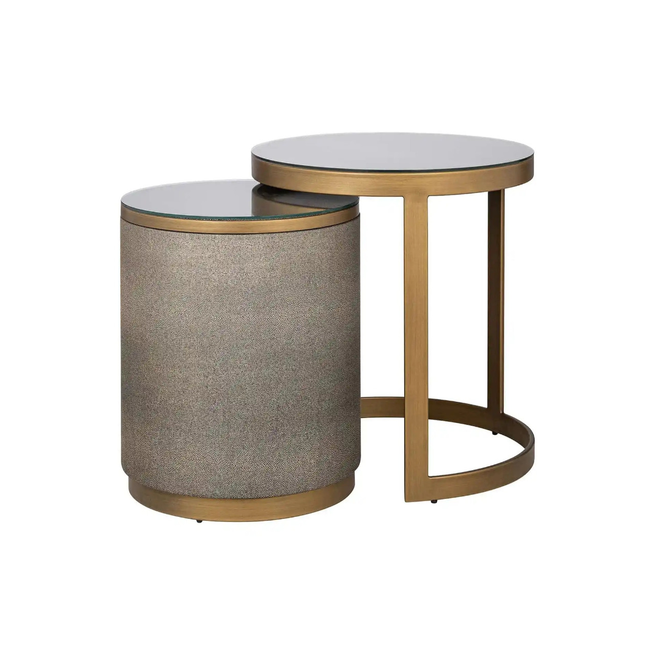 Beistelltisch-Set BLOOMVILLE braun mit Gold