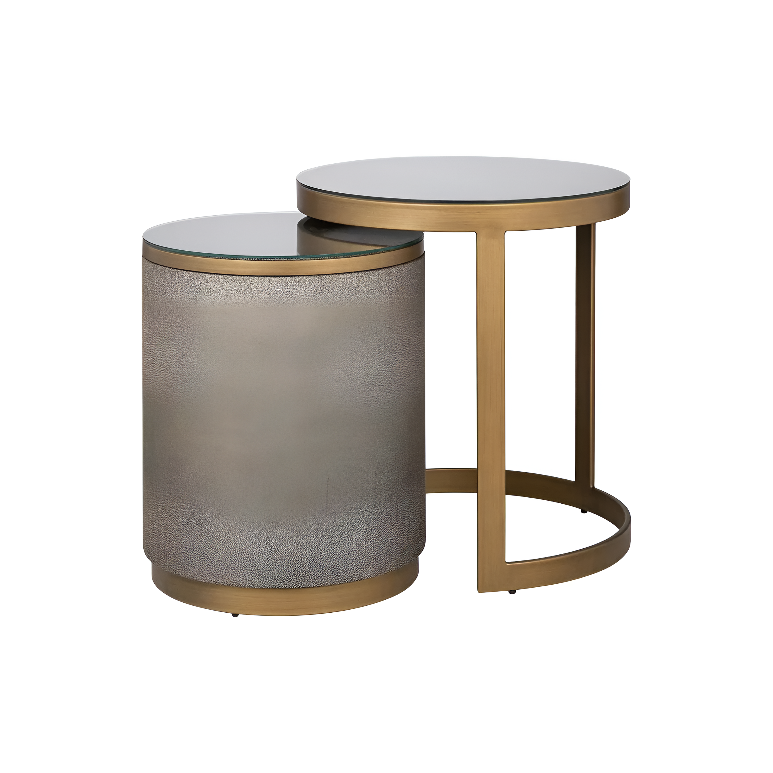 Beistelltisch-Set BLOOMVILLE braun mit Gold
