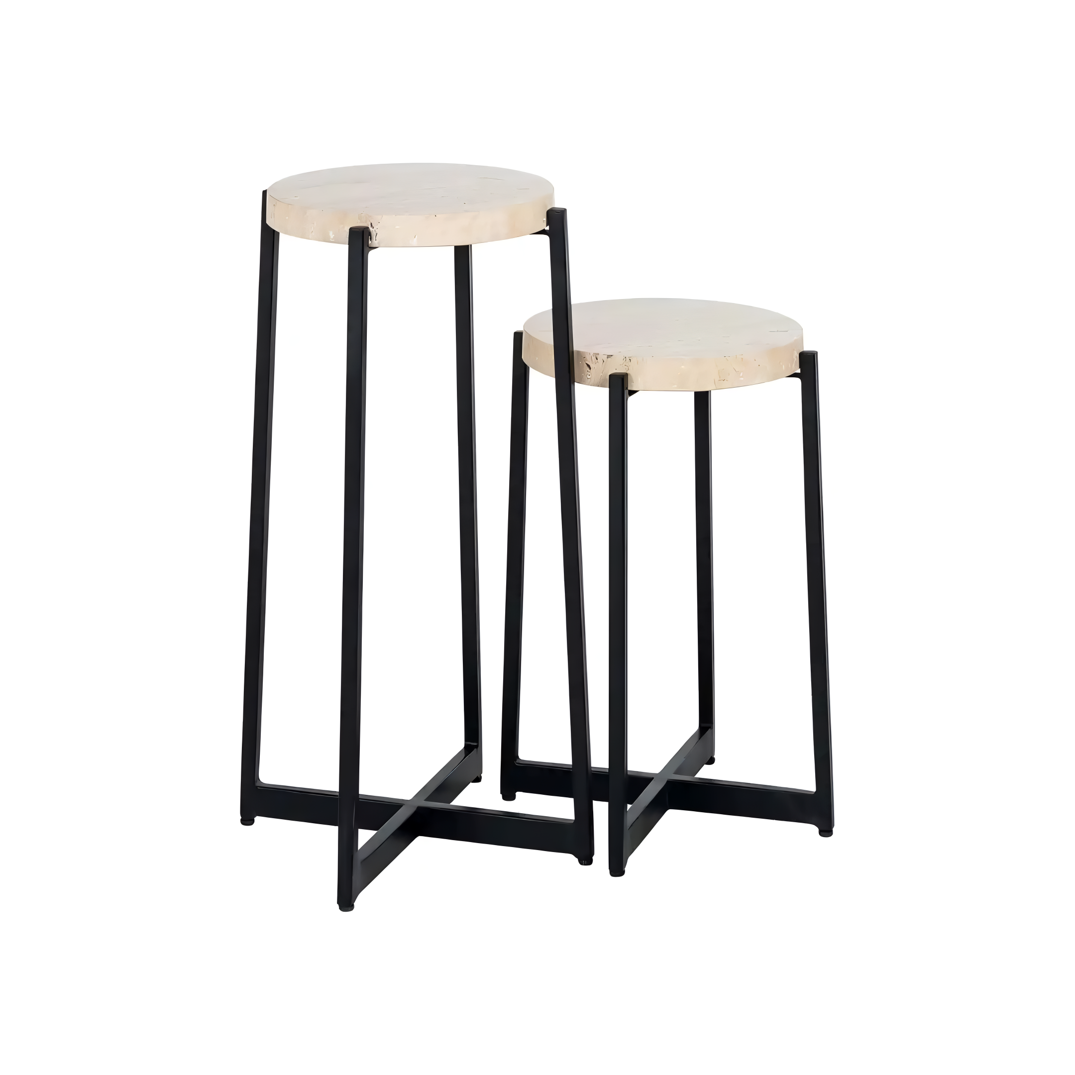 Beistelltisch-Set DILLINGER beige mit schwarzem Gestell