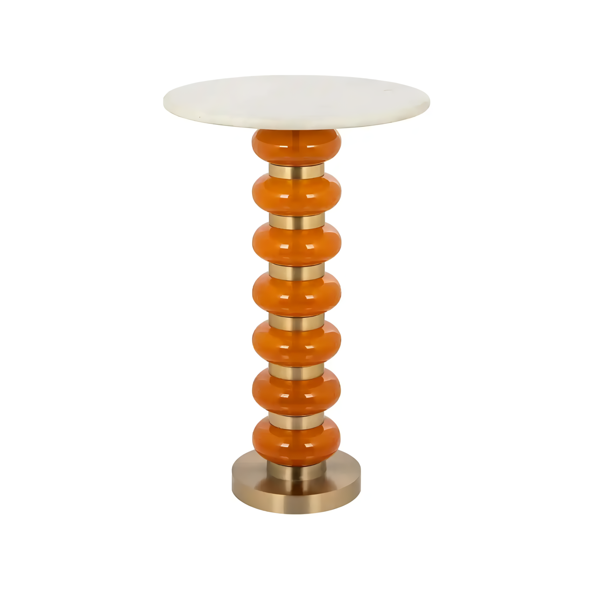 BARBARA side table orange with white marble