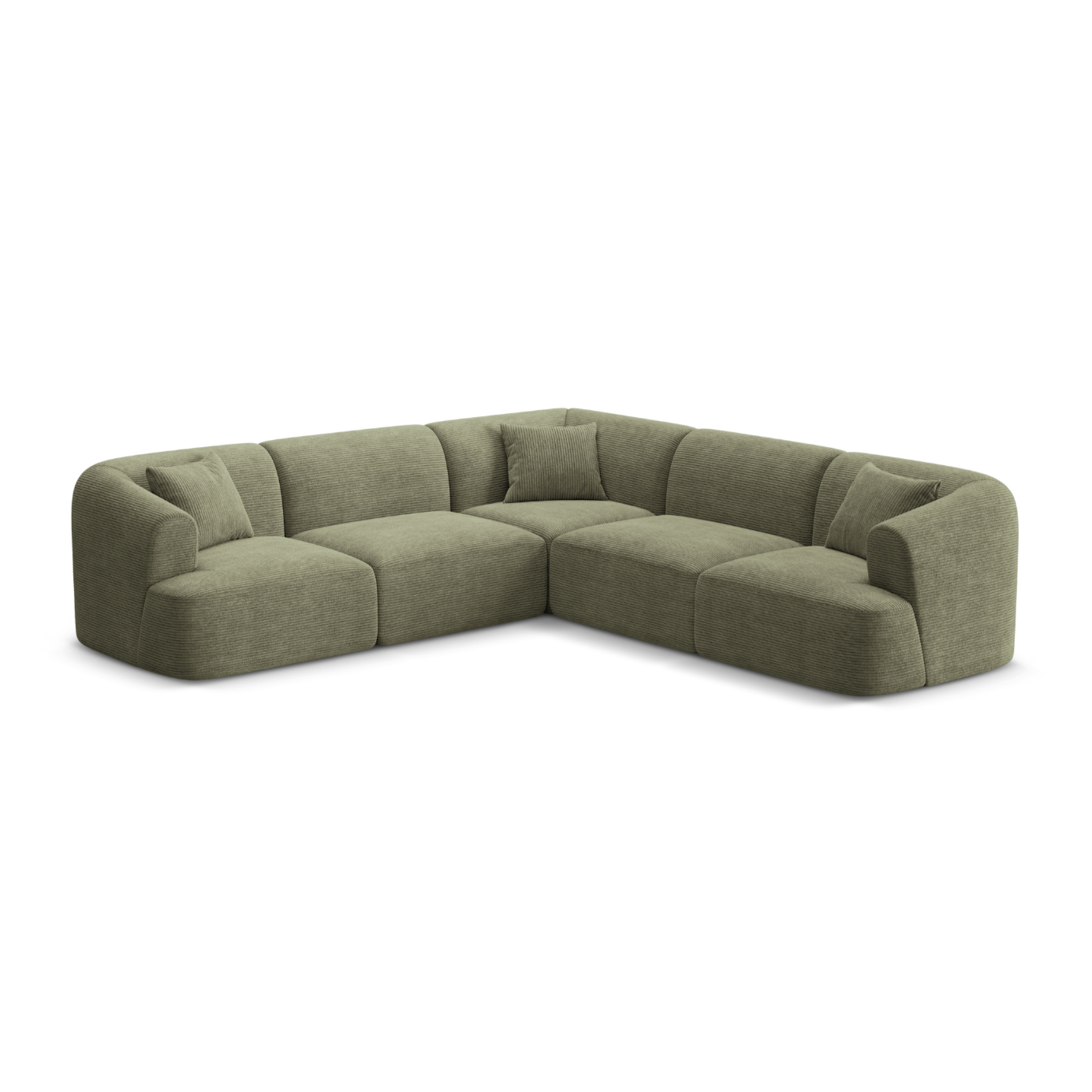 Symmetrische 4-Sitzer-Couch CAMPI grün Cord