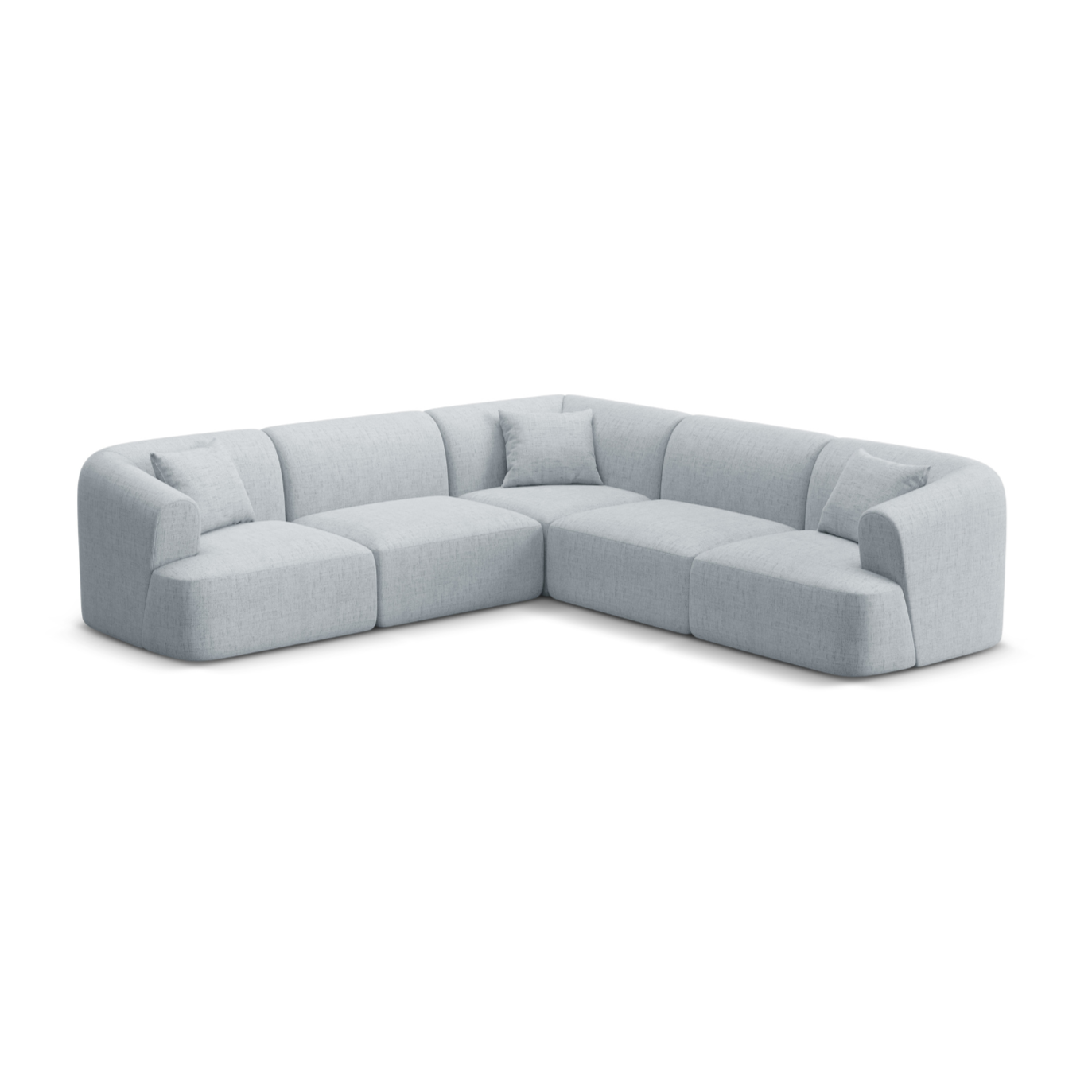 Symmetrical 4-Seater Corner Sofa CAMPI Light Gray Chenille