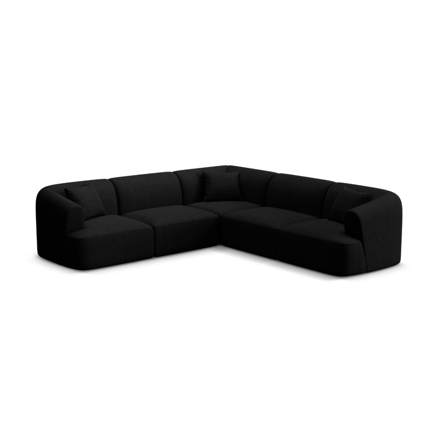 Symmetrical 4-Seater Sofa CAMPI Black Chenille