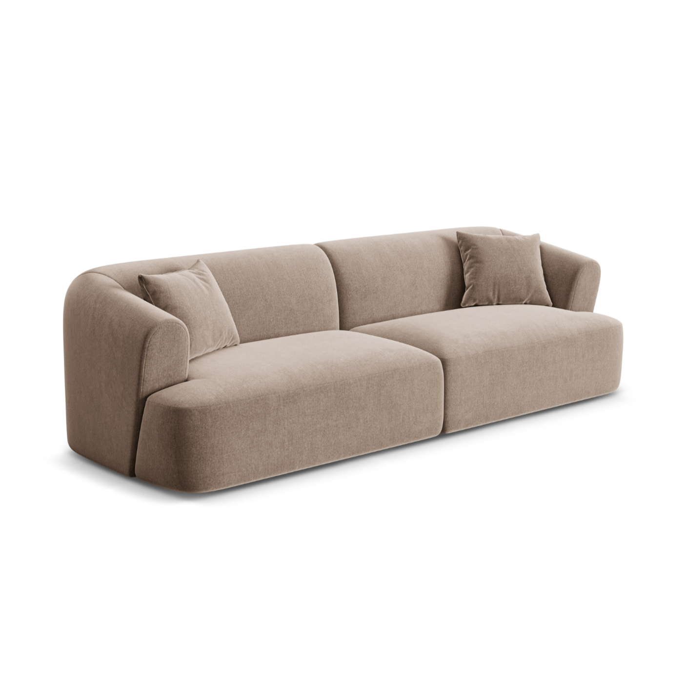 Velvet sofa for 4 people CAMPI dark beige