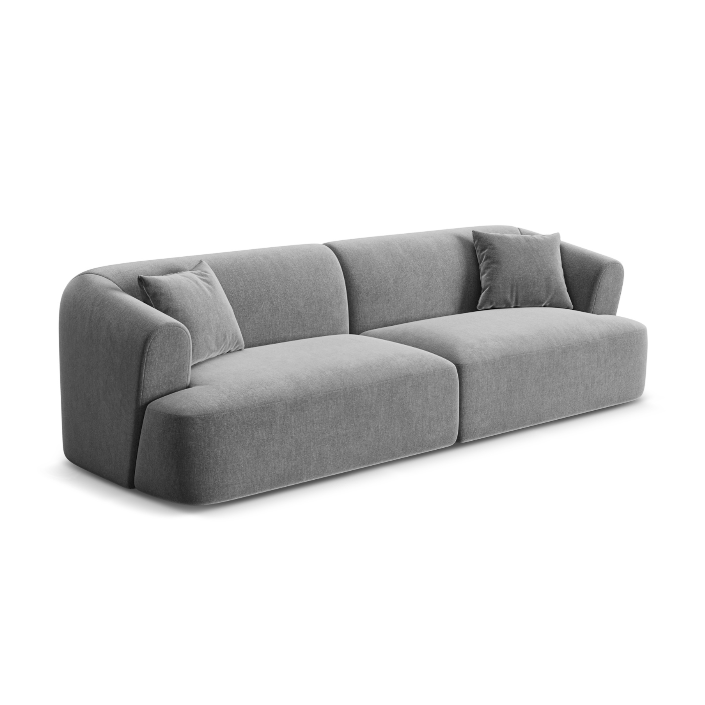 Gray 4-Seater Velvet Sofa CAMPI