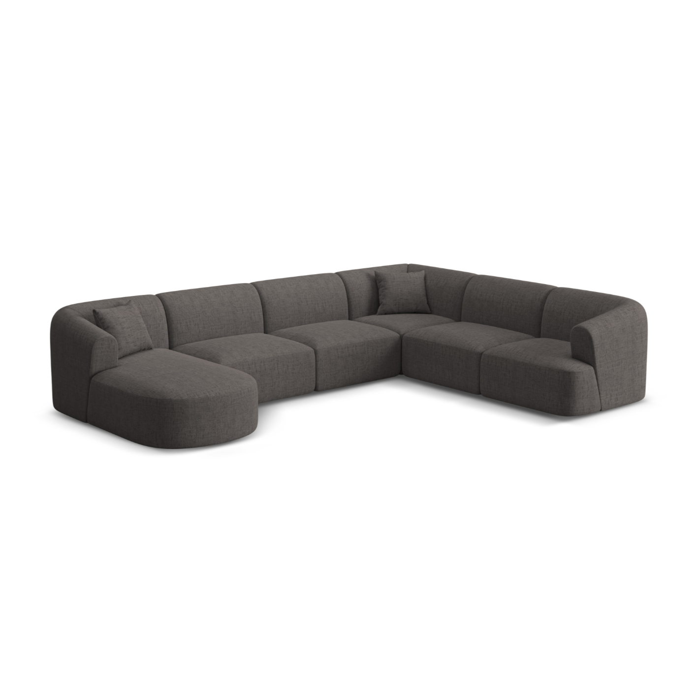 Right-facing panoramic corner sofa for 7 people CAMPI gray chenille