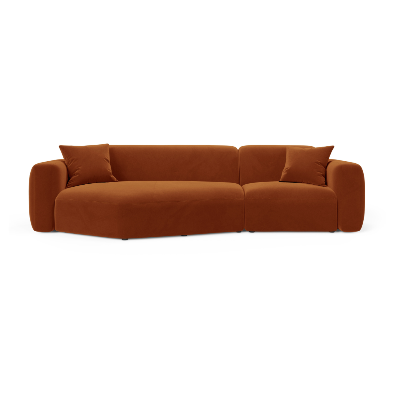 Samt-Ecksofa links STRINO Terrakotta