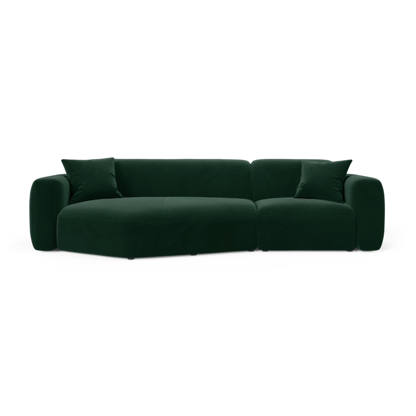 Left-facing velvet corner sofa STRINO bottle green