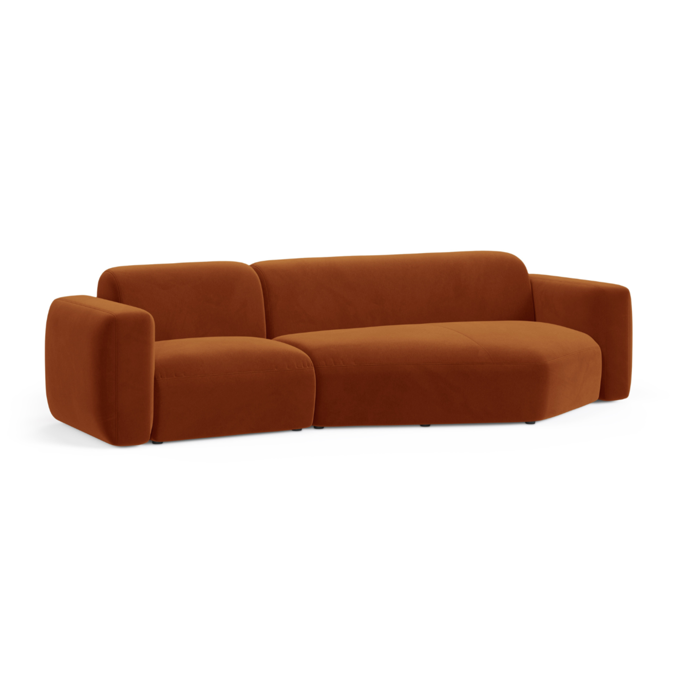 Right-facing velvet corner sofa STRINO terracotta