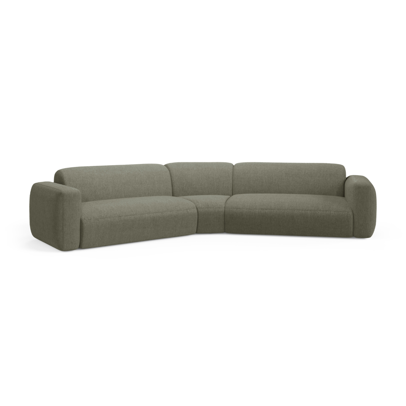 Symmetrische Eckcouch STRINO olivgrüner Chenille