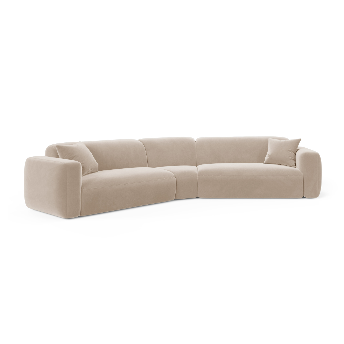 Symmetrical Velvet Corner Sofa STRINO Beige