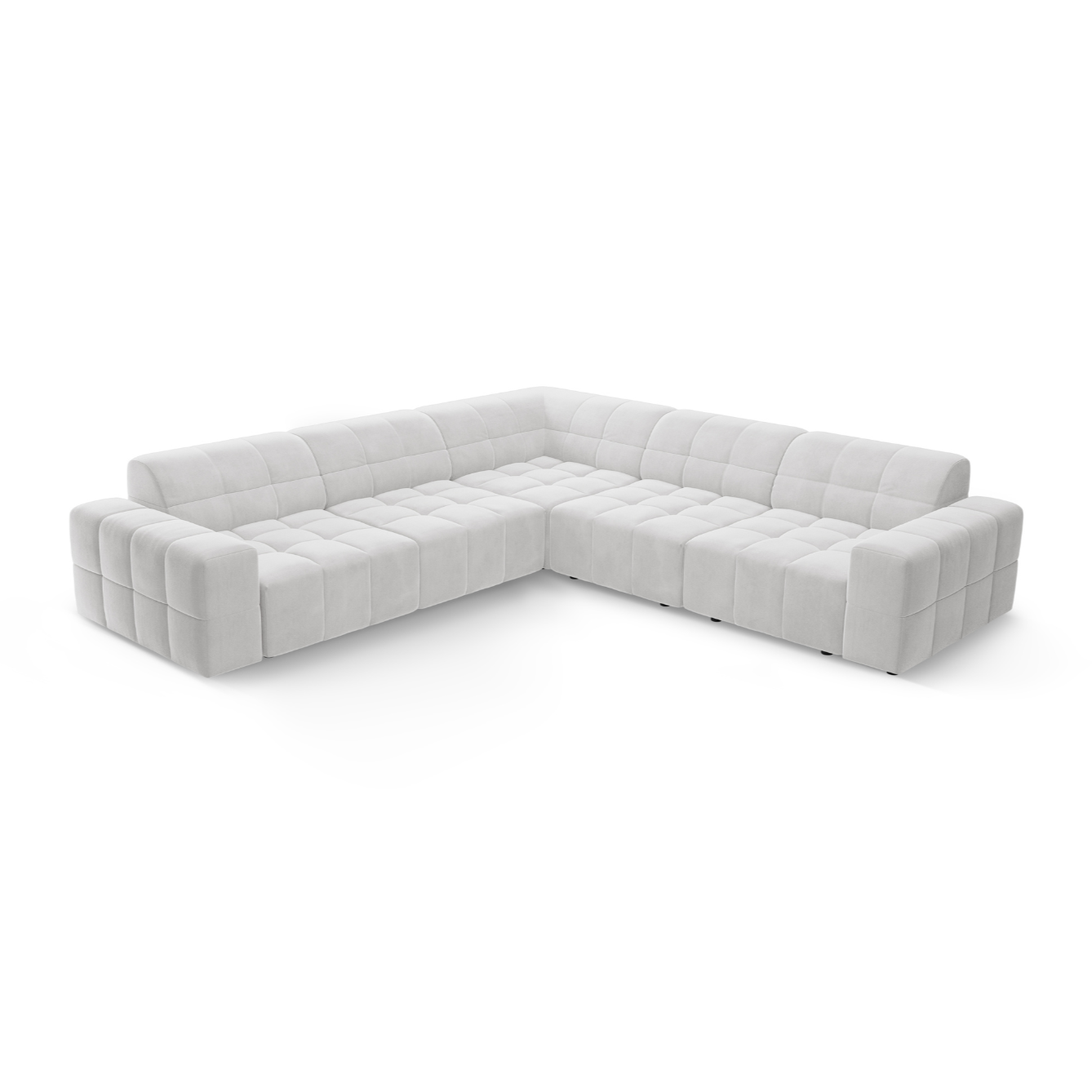 Samt-Ecksofa symmetrisch CHICAGO hellgrau