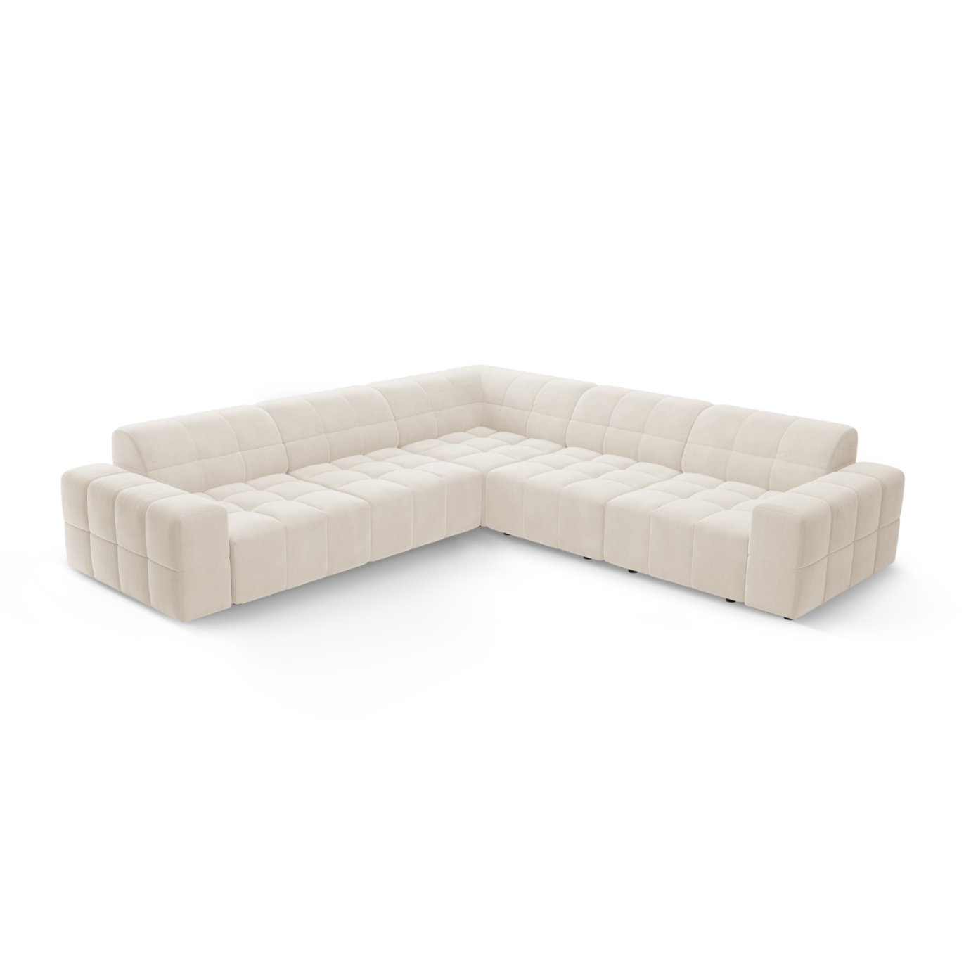 Symmetrical Velvet Corner Sofa CHICAGO Light Beige
