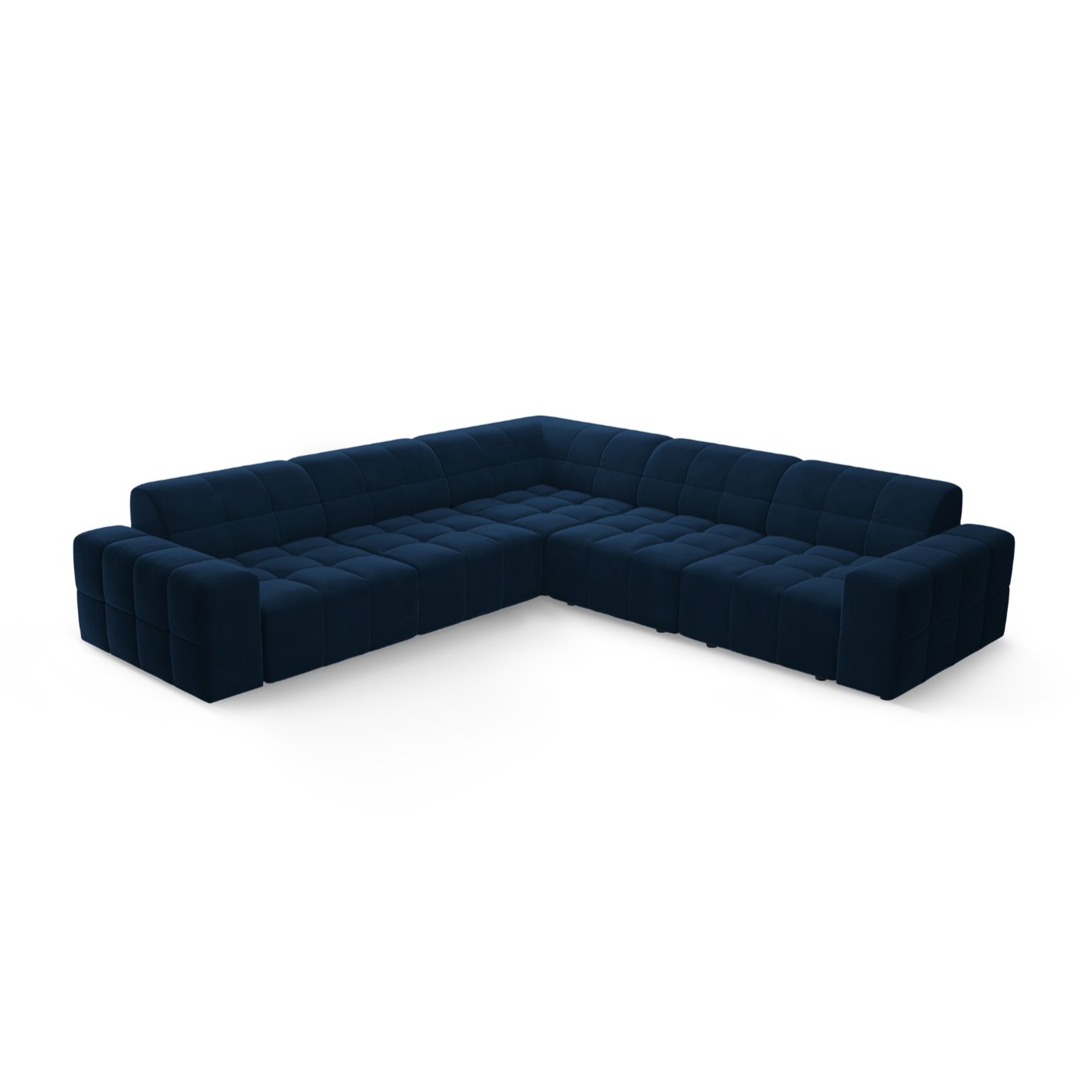 Symmetrical Velvet Corner Sofa CHICAGO Navy Blue