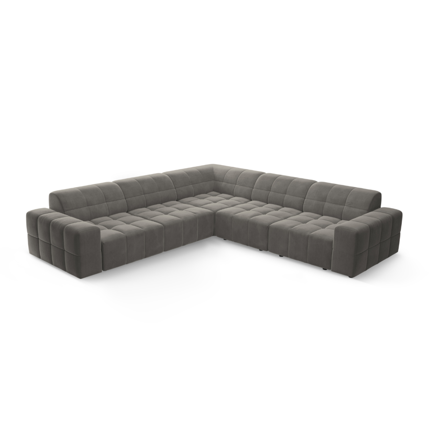 Symmetrische Samt-Eckcouch CHICAGO grau