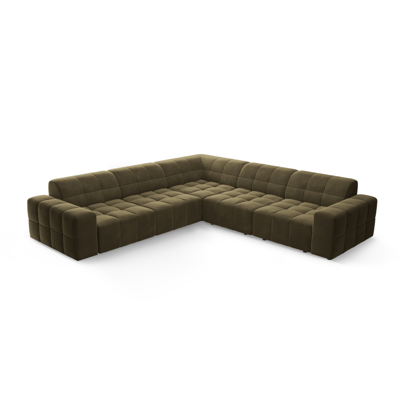 Symmetrical Velvet Corner Sofa CHICAGO Olive