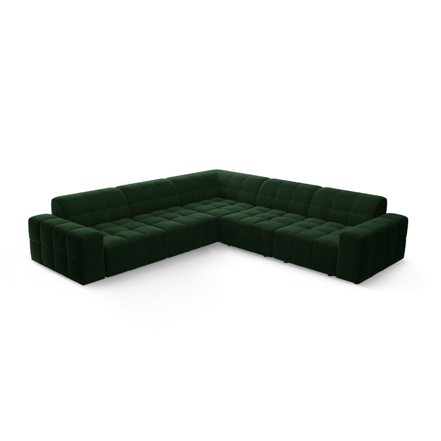 Symmetrical Velvet Corner Sofa CHICAGO Bottle Green