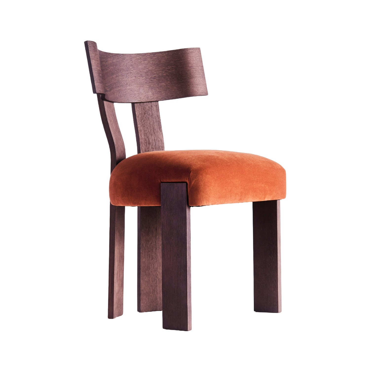 Stuhl ALBA orange mit dunklem Eichenfuß