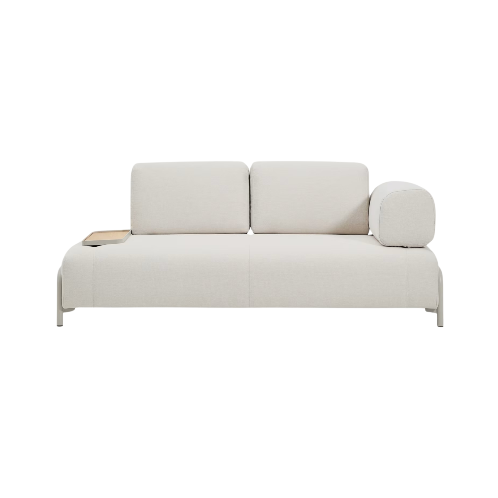 Right-facing 2-seater sofa with tray COMPO beige with beige base