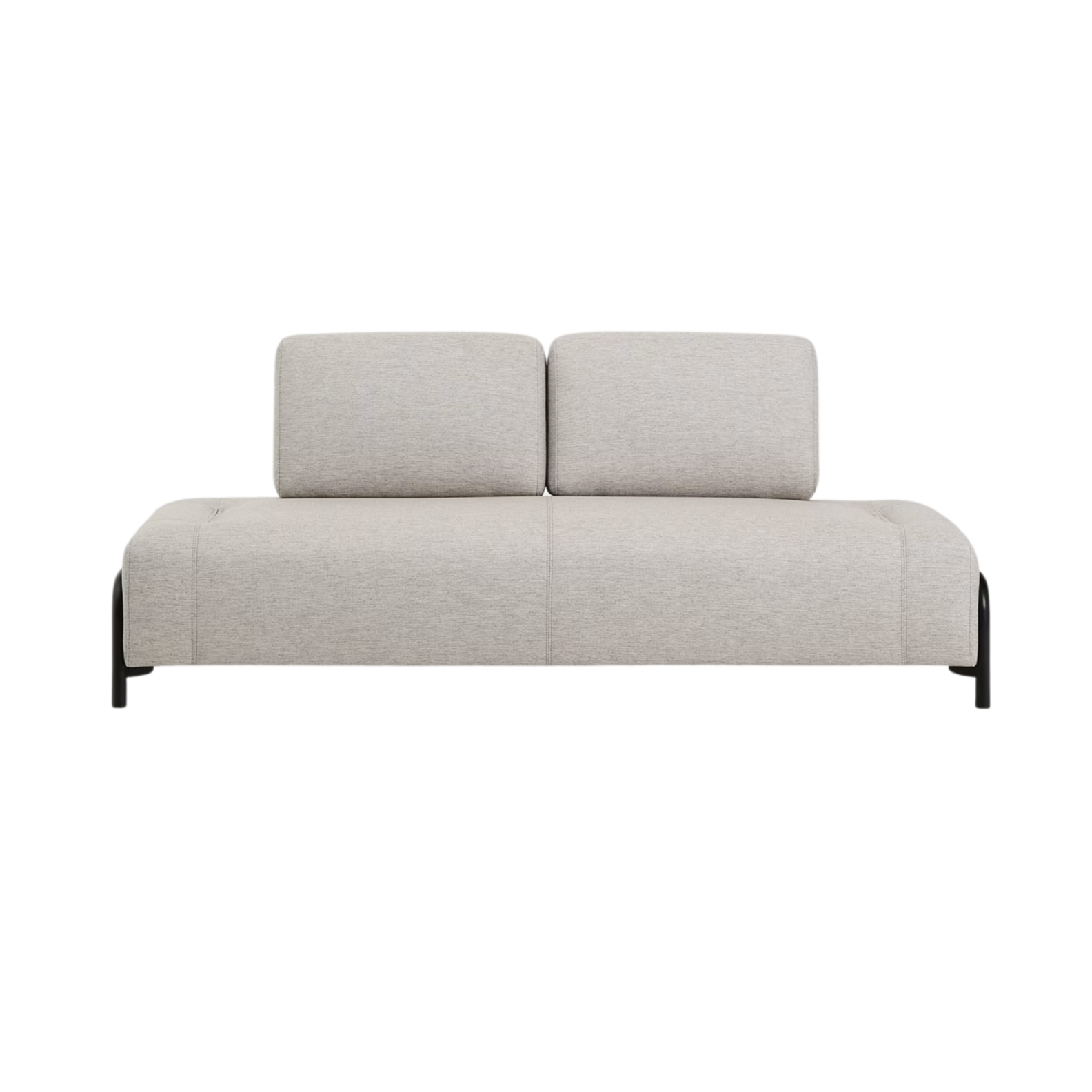 Modularsofa für 2 Personen COMPO grau-beige mit schwarzem Gestell