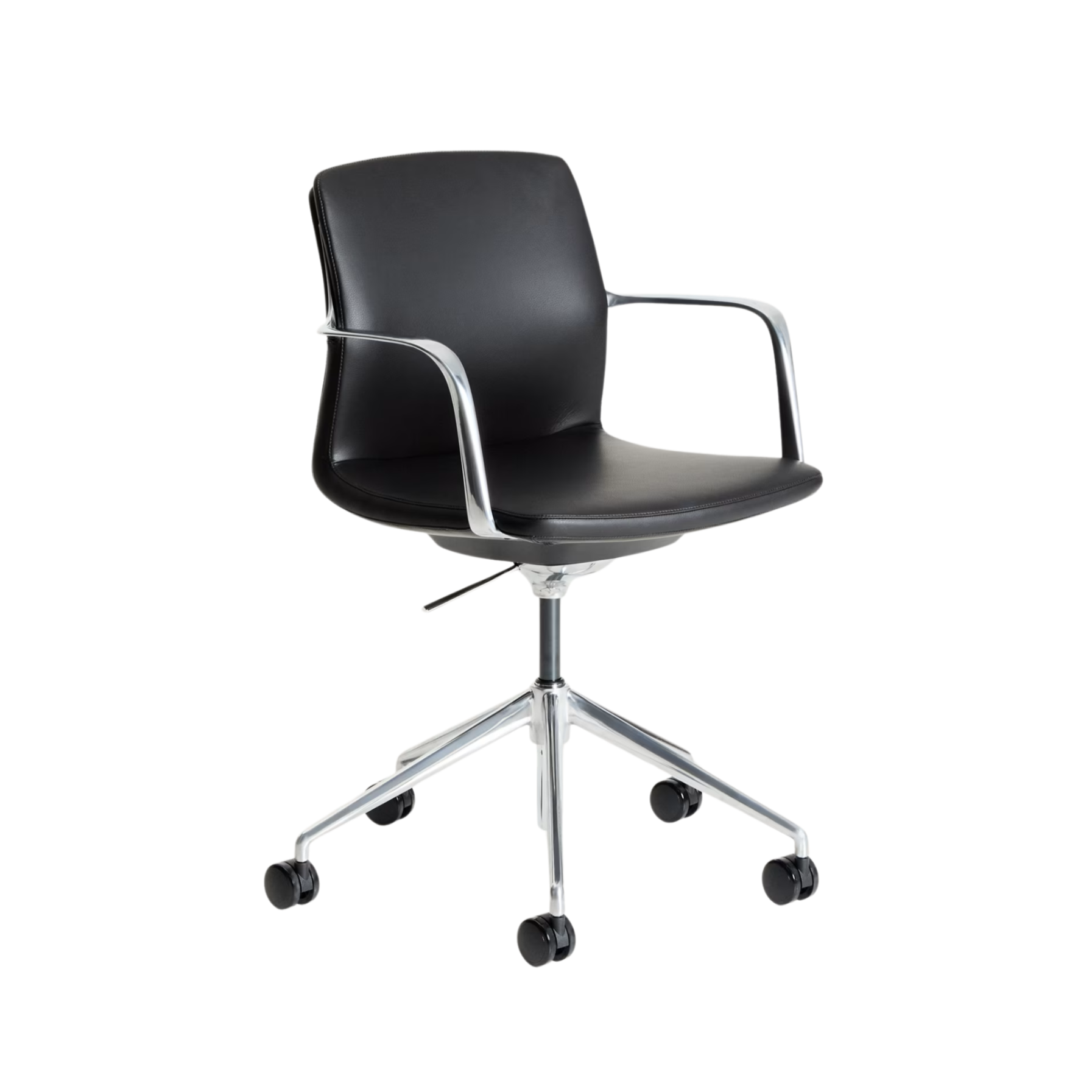 NERLAN office chair black eco-leather with silver base
