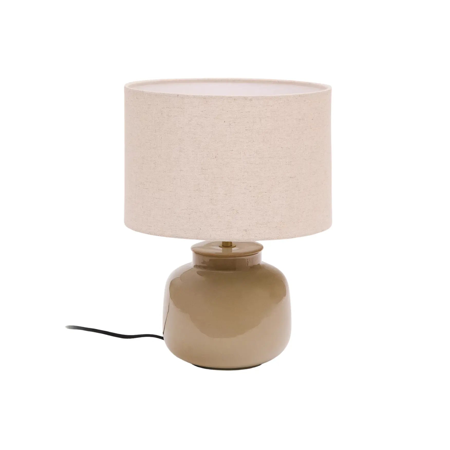 Lampa stołowa TAY beżowy klosz z zieloną podstawą – Kave Home
