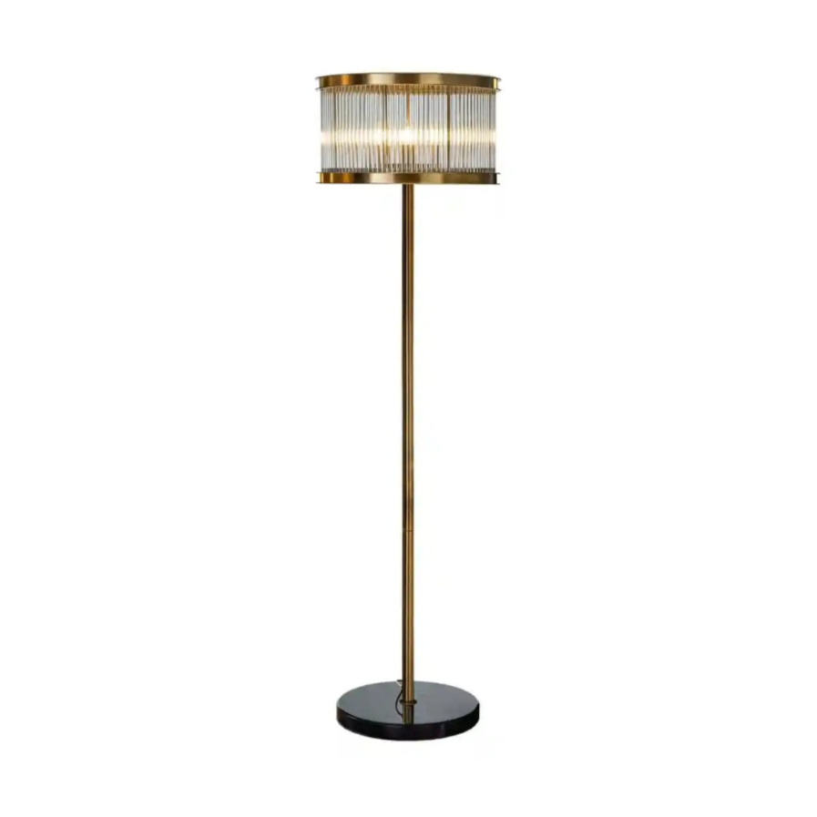 Stehlampe DAGMAR Glas mit goldenem Fuß