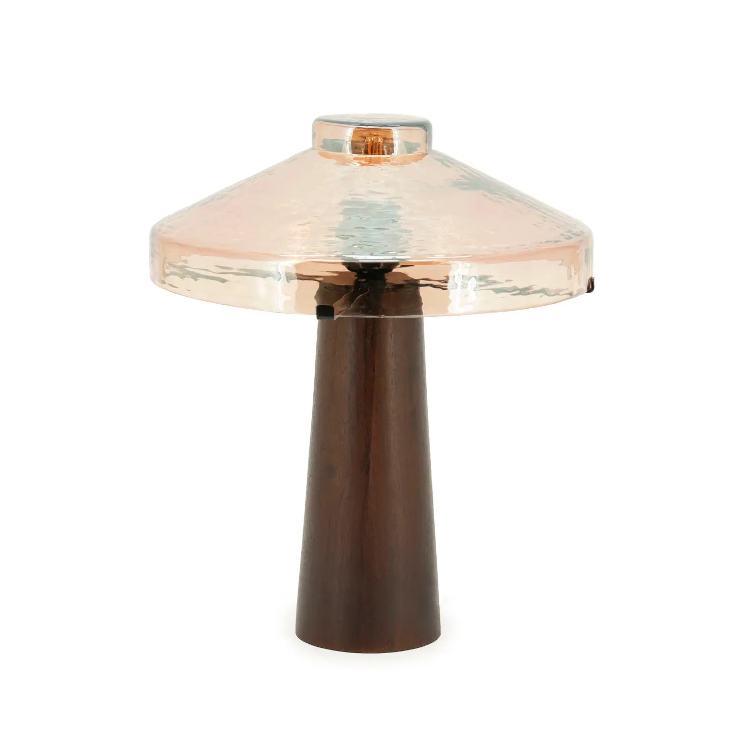 Lampa stołowa DOME drewniana podstawa ze szklanym kloszem – By Boo