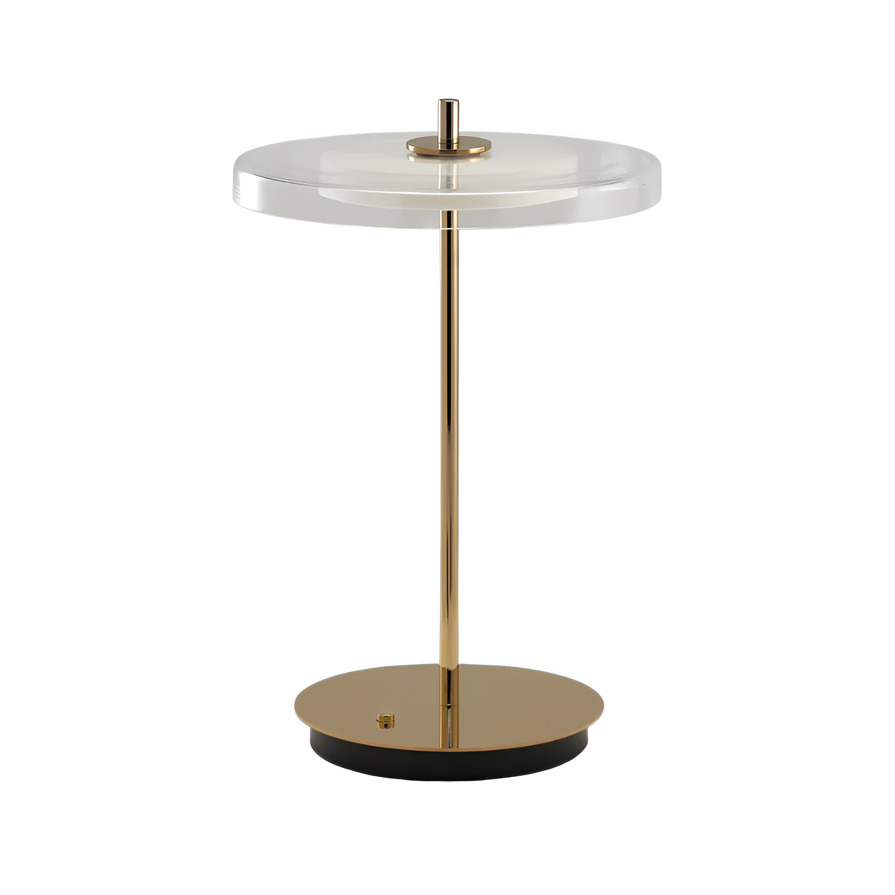 Tragbare Lampe ASTERIA GLASS MOVE transparent mit goldenem Fuß