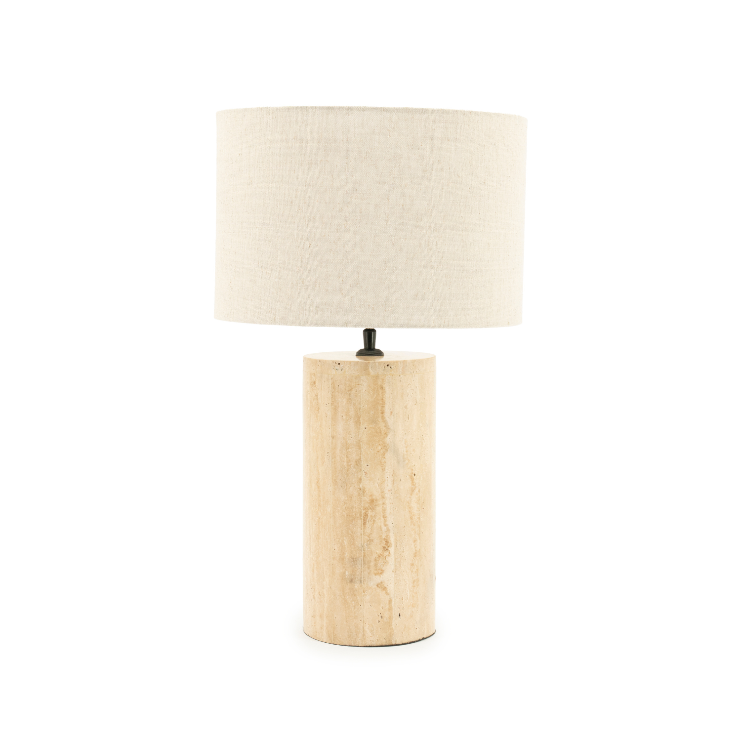 AMARA travertine table lamp with beige shade