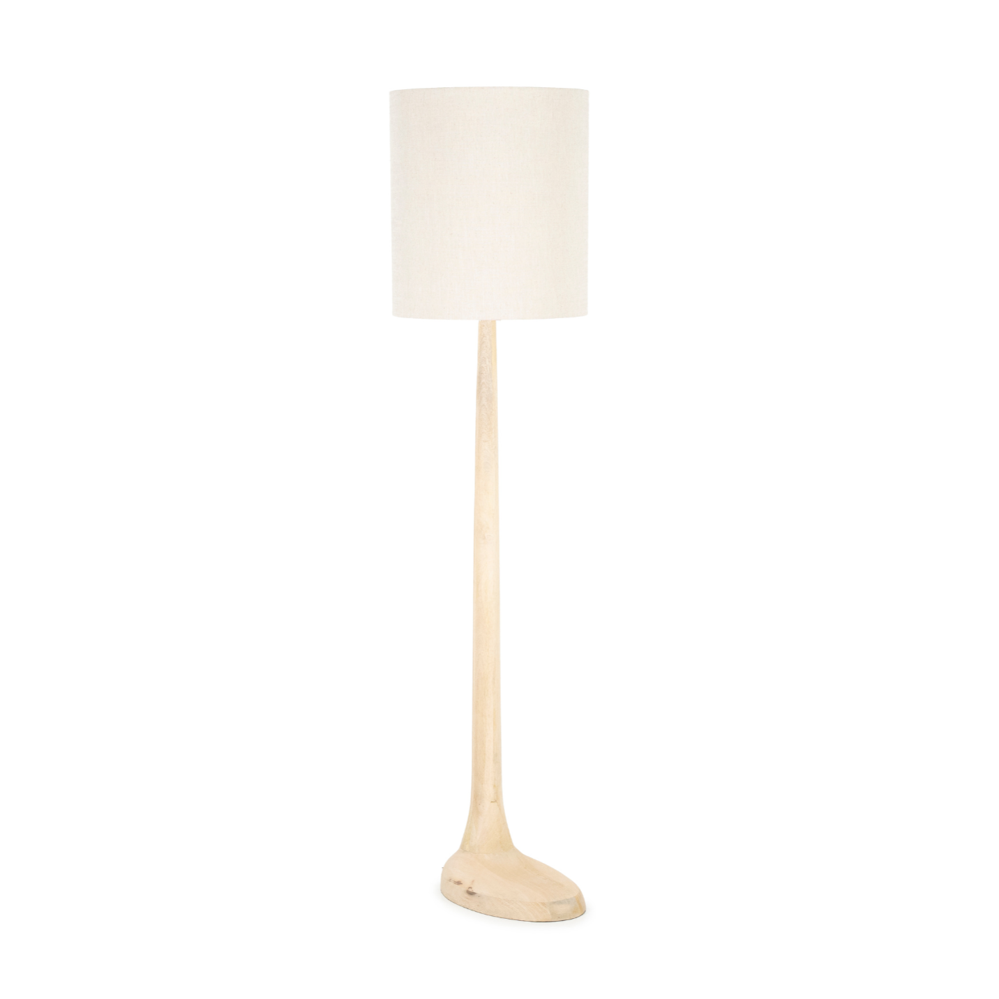 Stehlampe RINE aus Mangoholz mit cremefarbenem Schirm