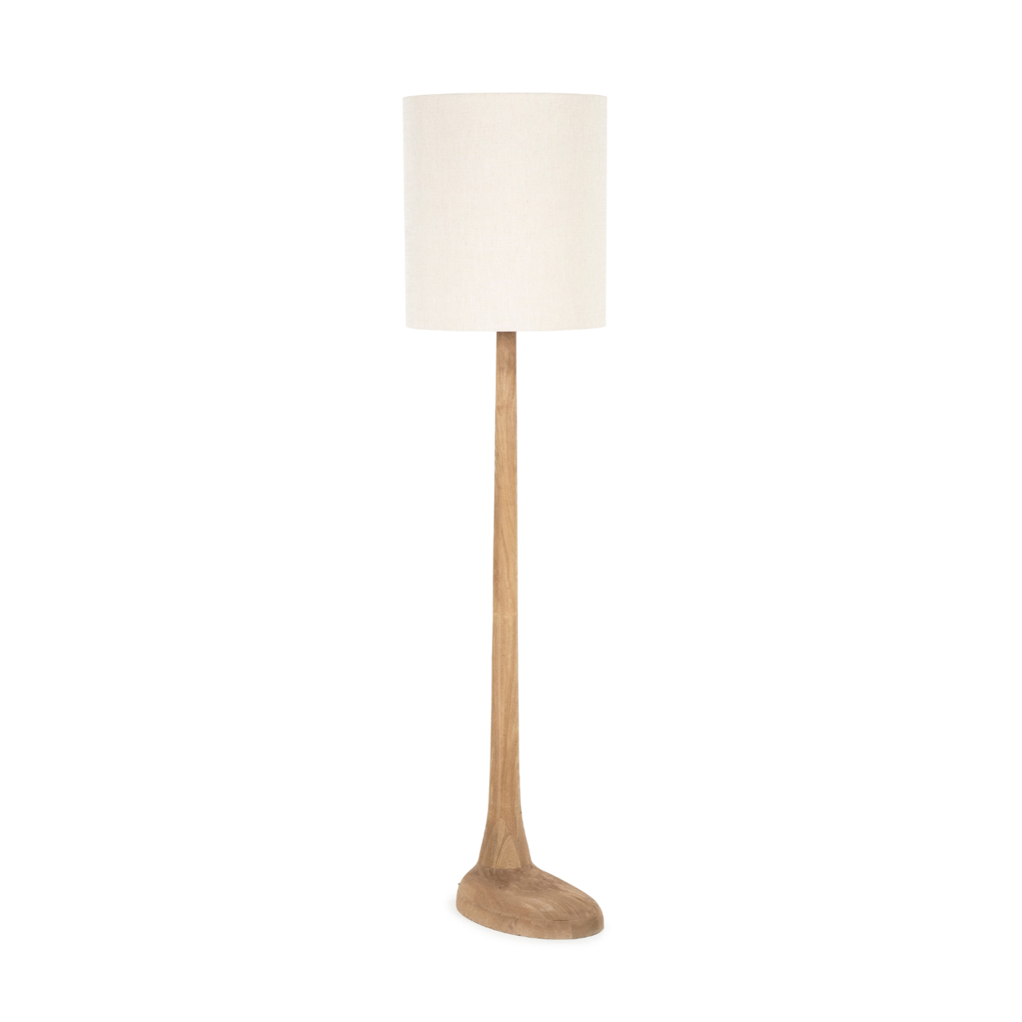 Stehlampe RINE dunkles Mangoholz mit cremefarbenem Schirm