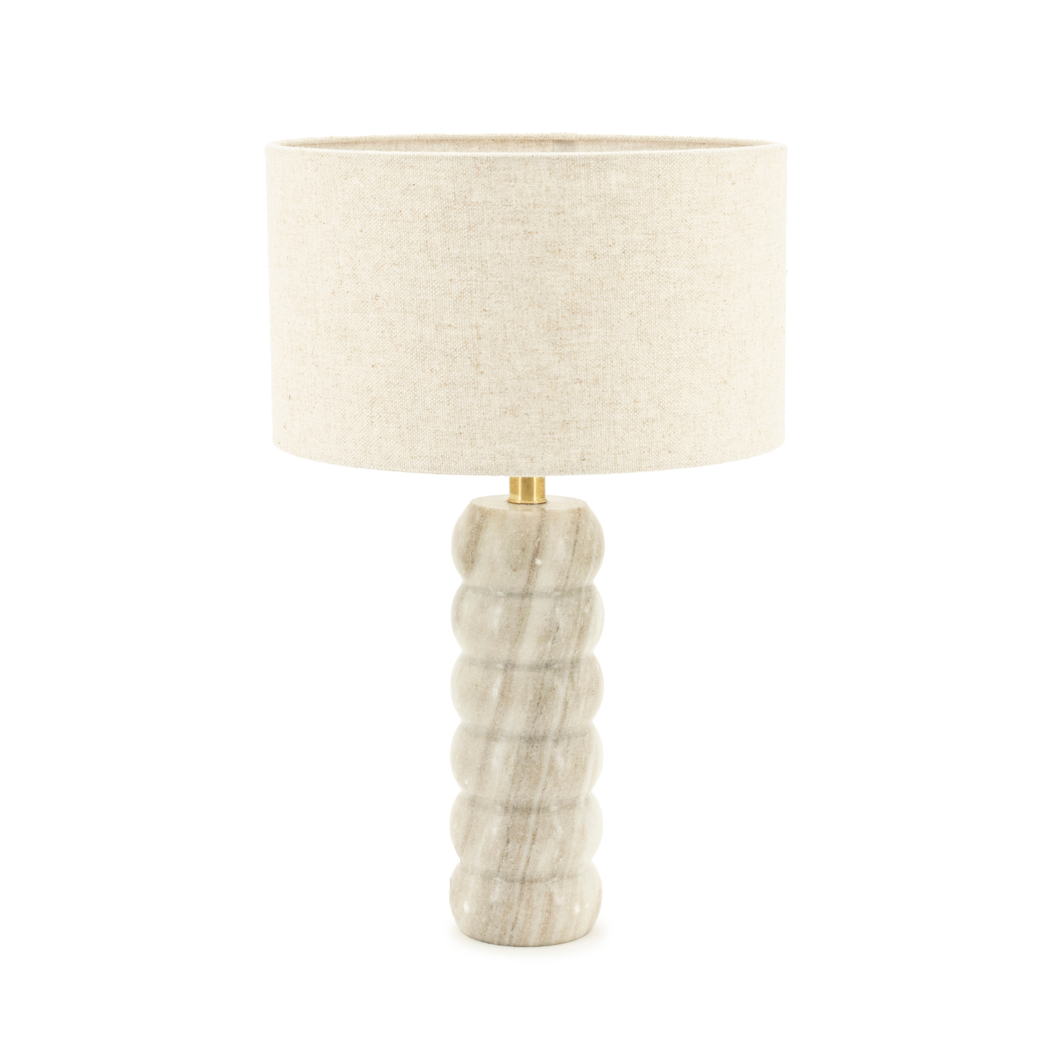 Tischlampe PATRON beige Marmor mit cremefarbenem Schirm