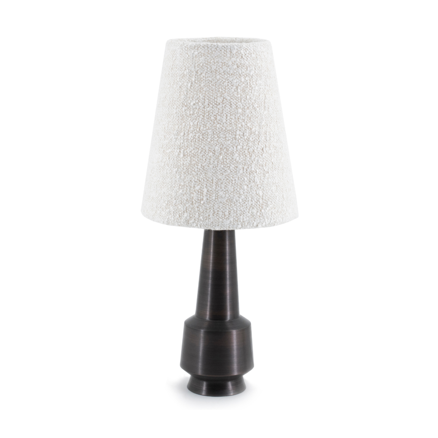 Tischlampe DAWN hellbeige mit dunkelbraunem Fuß