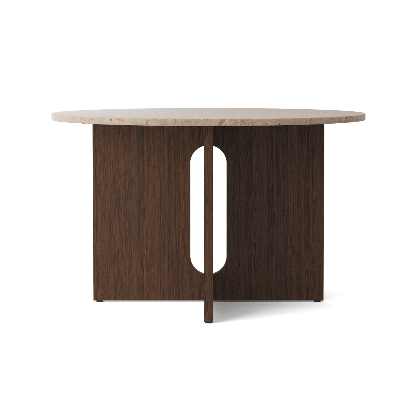 Round Table ANDROGYNE Beige Marble with Dark Oak Base