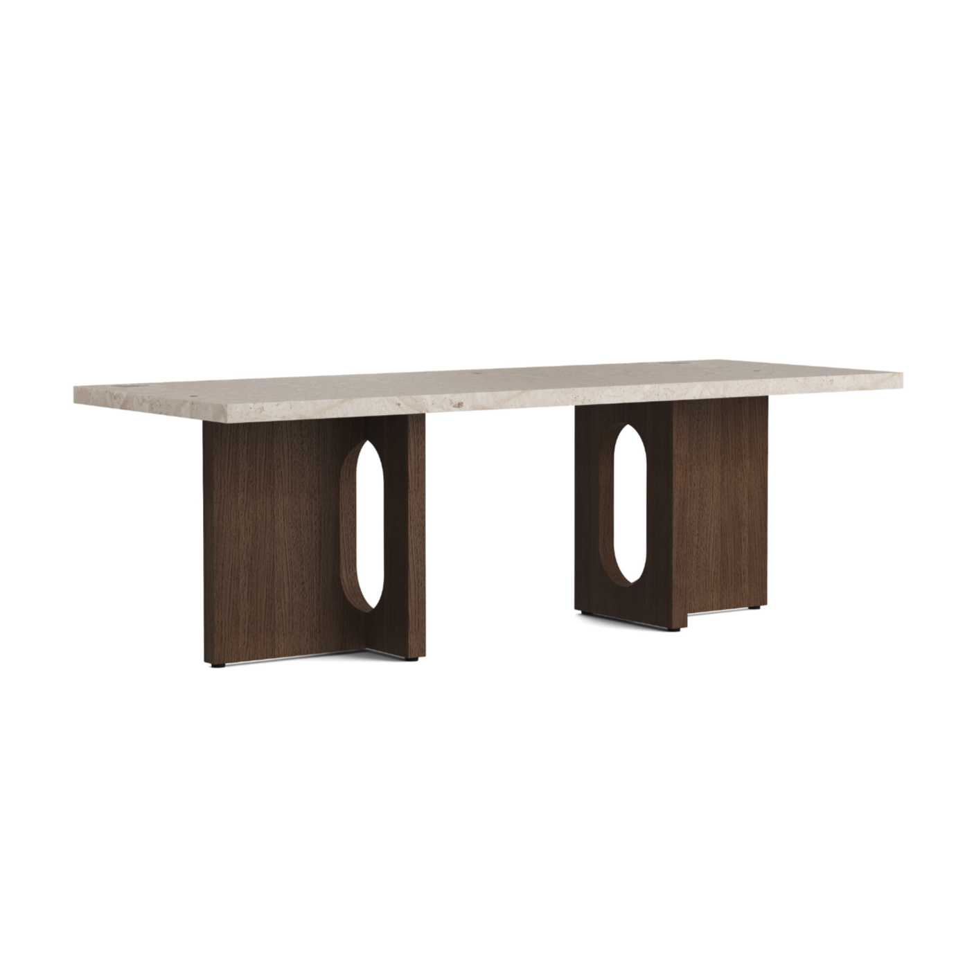 ANDROGYNE coffee table beige marble with dark oak base