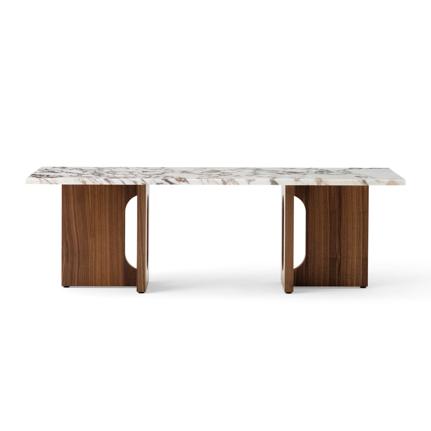 ANDROGYNE coffee table white-brown marble with walnut base