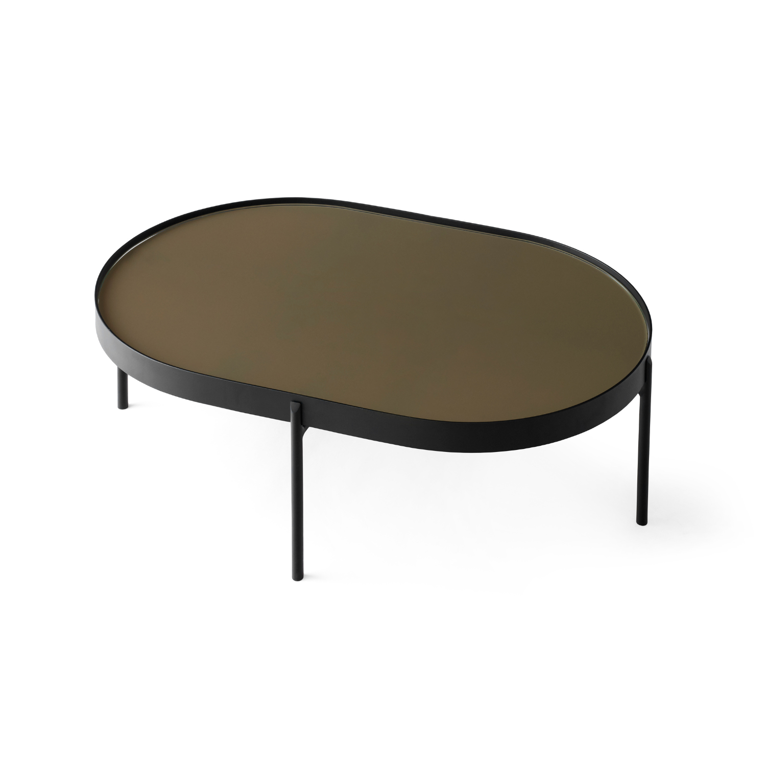 NONO coffee table brown glass with black base