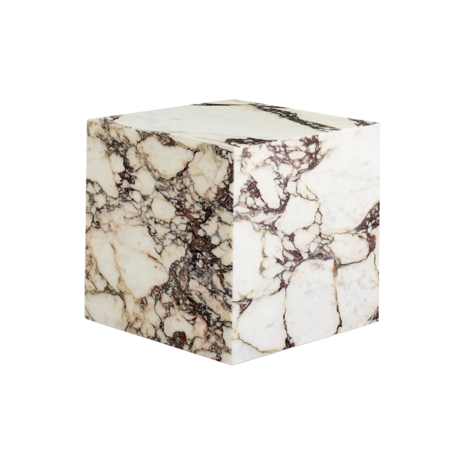 Beistelltisch PLINTH CUBIC weiß-brauner Marmor
