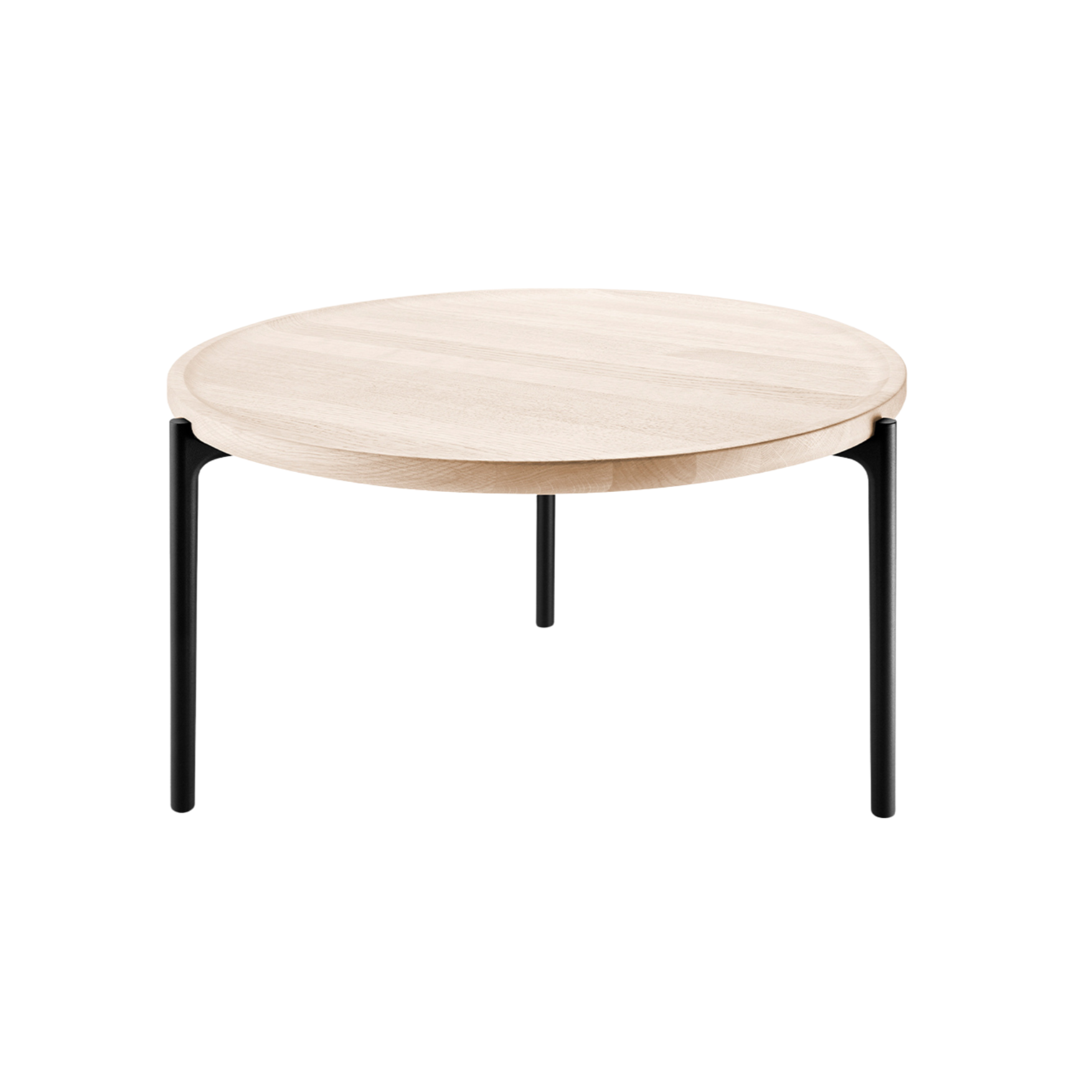 Round coffee table SAVOYE white oak with black base
