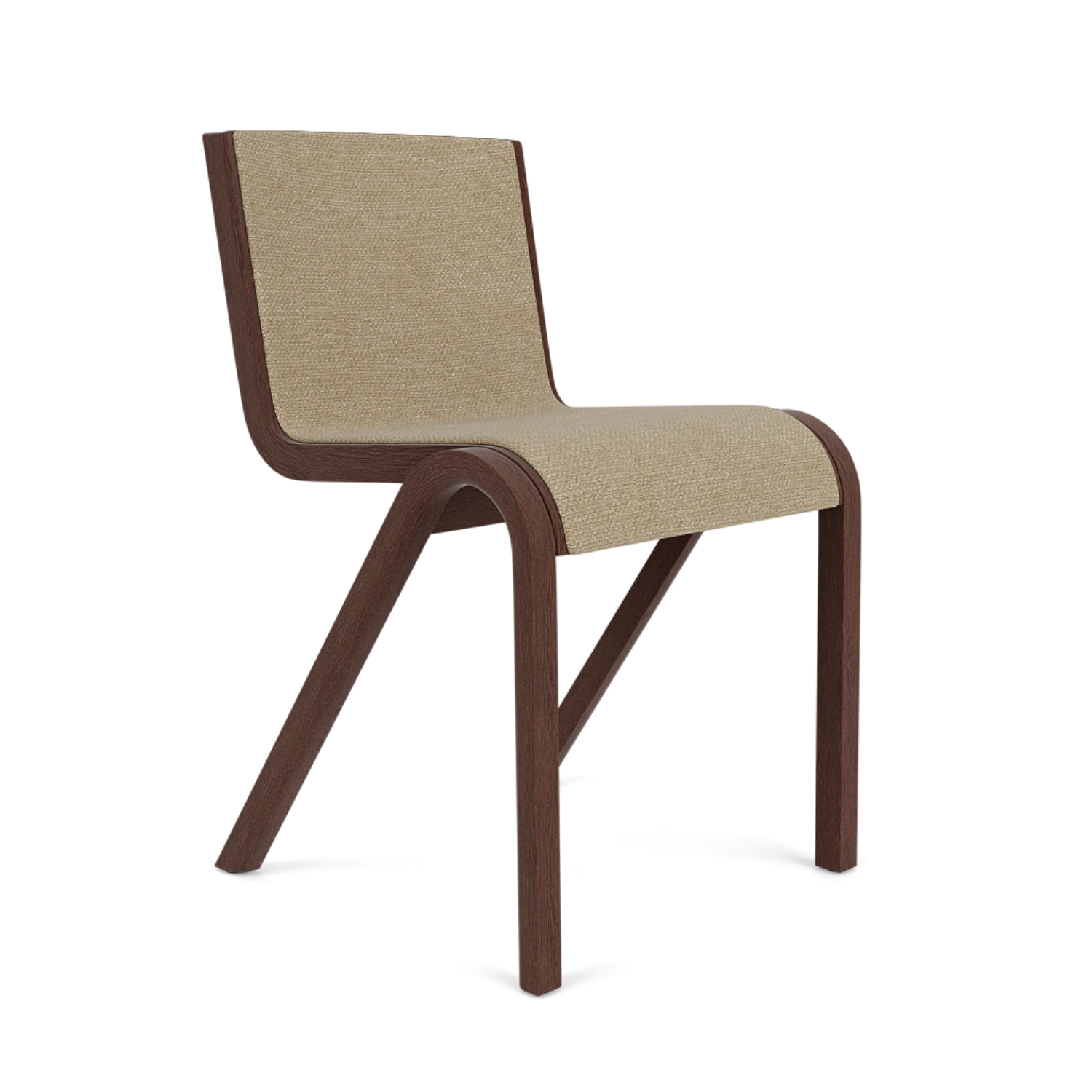 Stuhl READY beige Boucle mit dunklem Eichenfuß