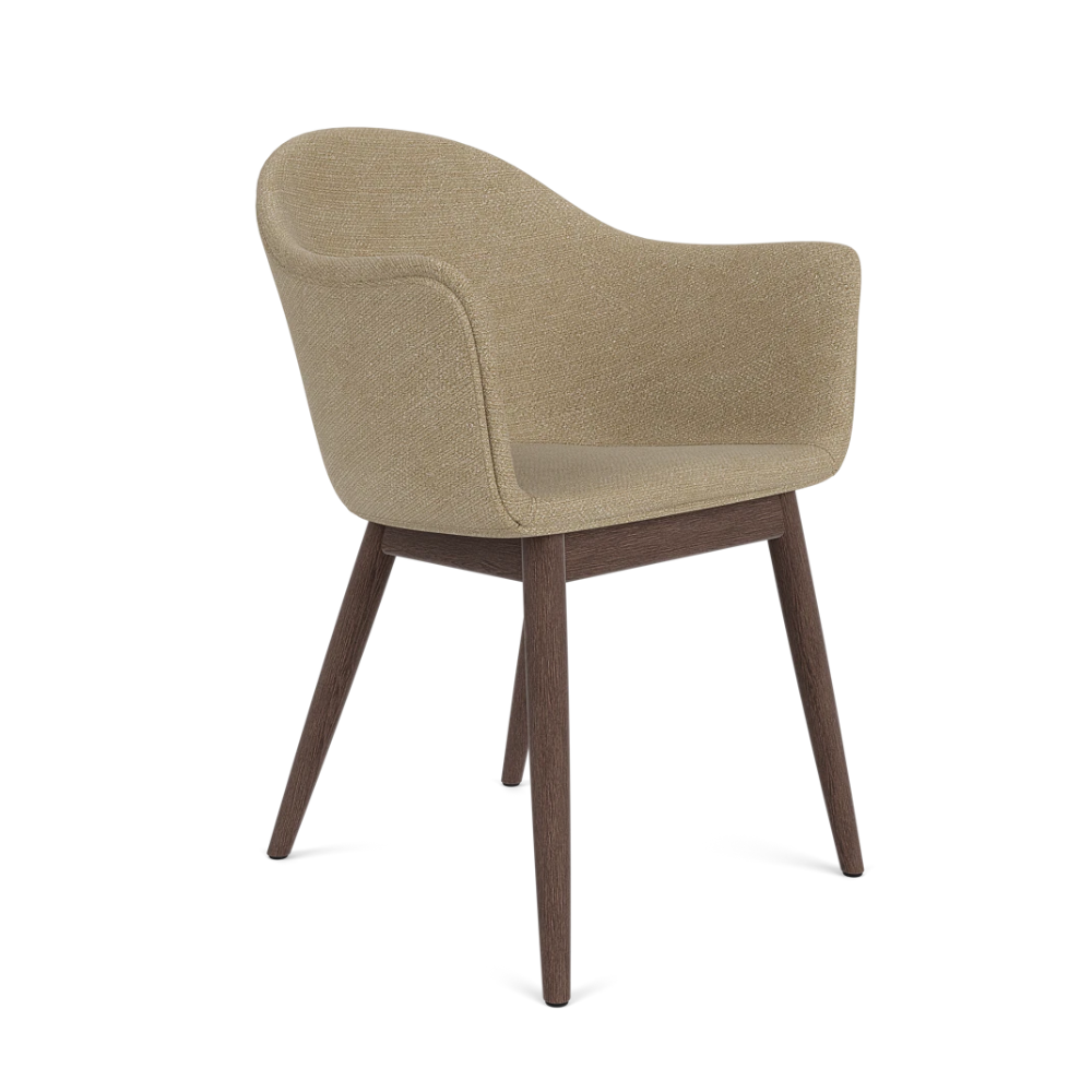 Sessel mit Armlehnen HARBOUR beige Boucle mit dunklem Eichenfuß