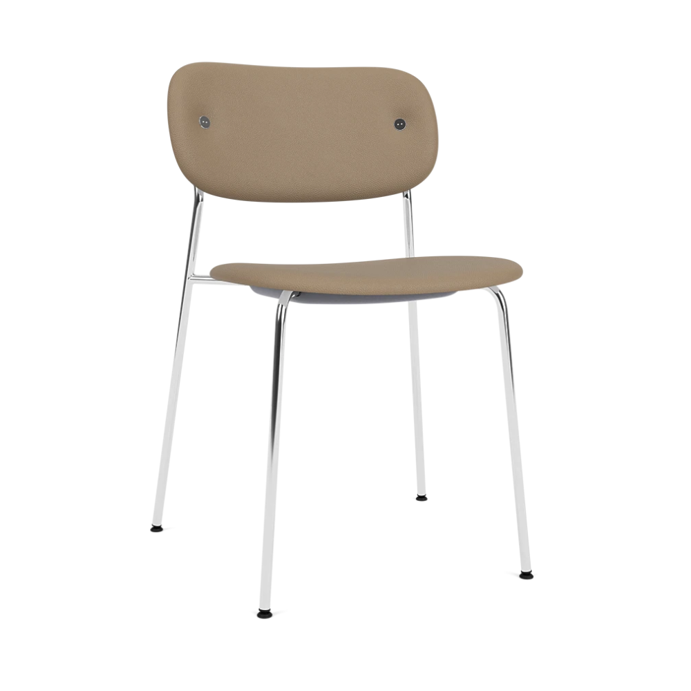 Stuhl CO beige mit verchromtem Fuß