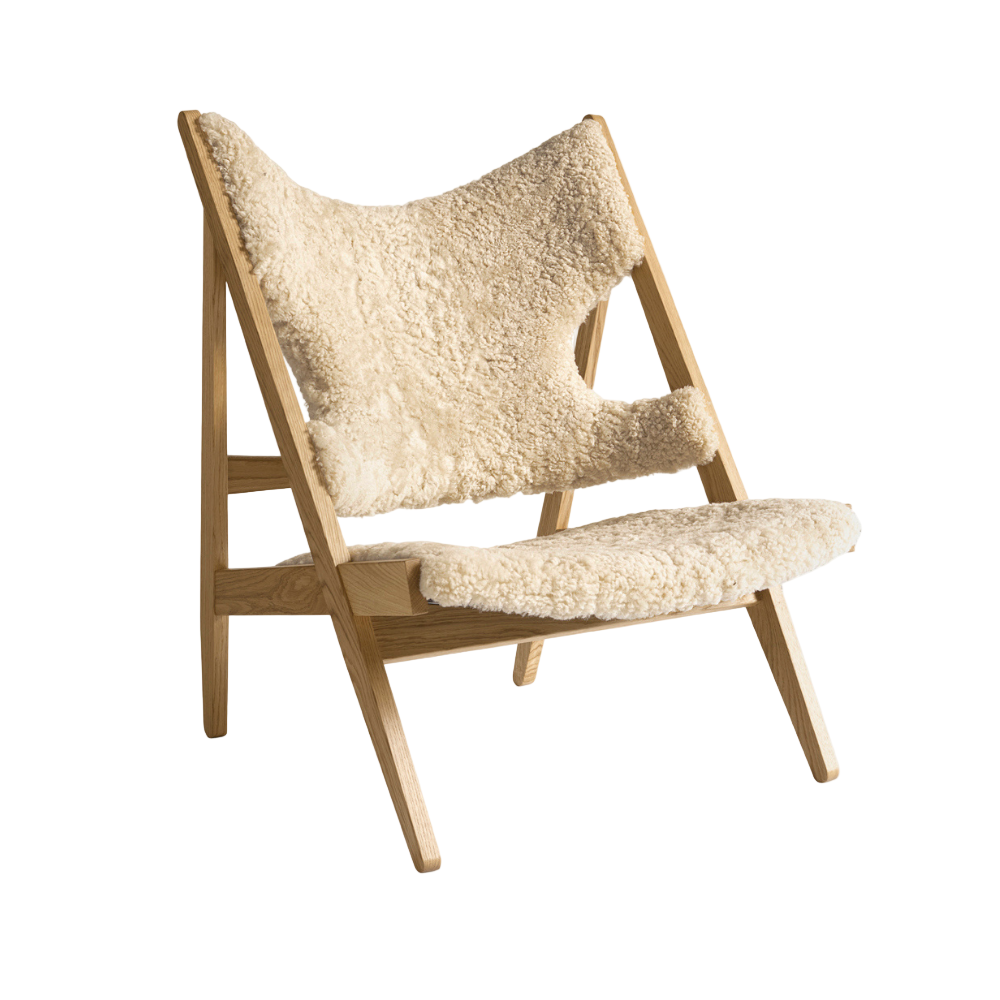 Sessel KNITTING Schafsleder mit Eichenbasis