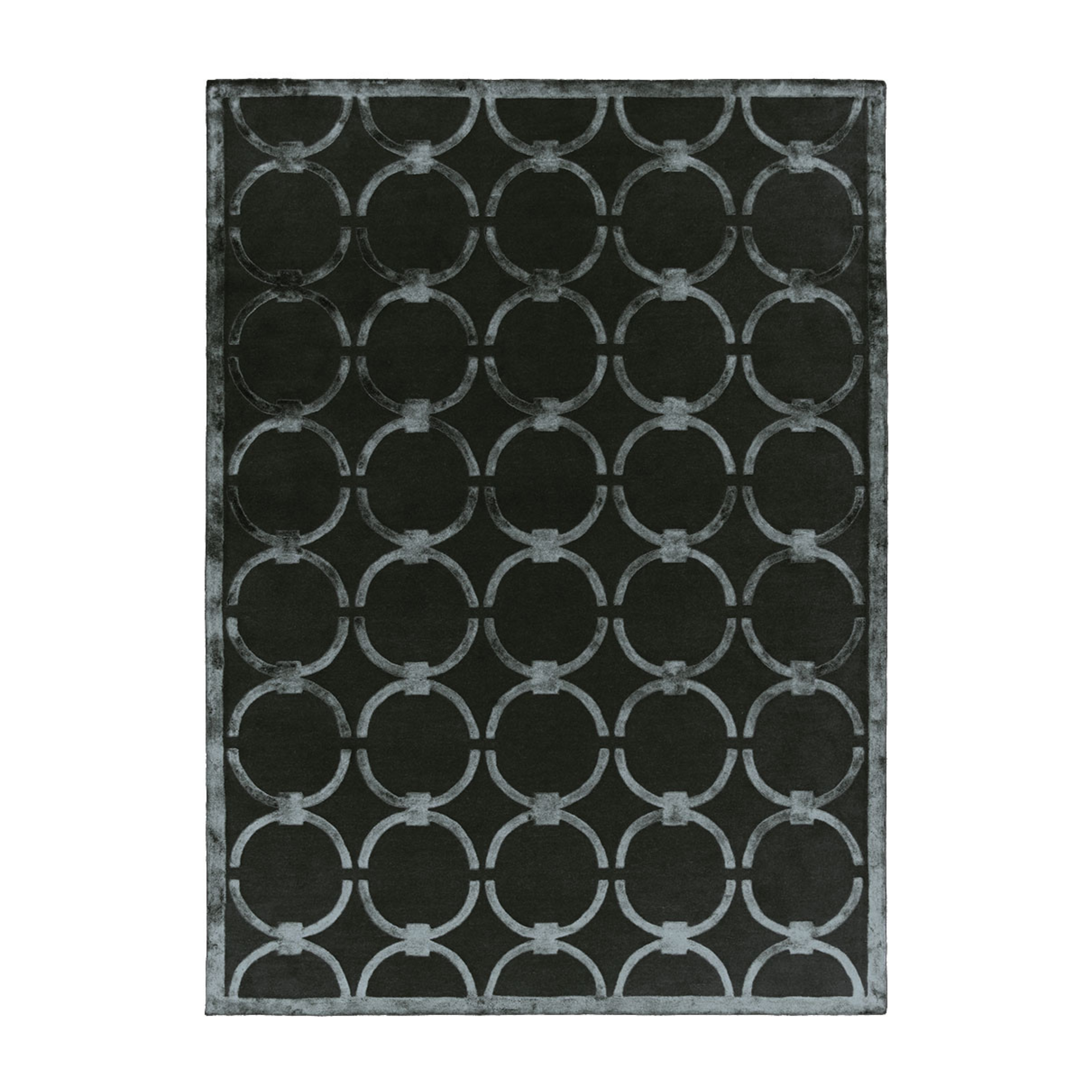 GLAM dark gray rug with blue geometric pattern