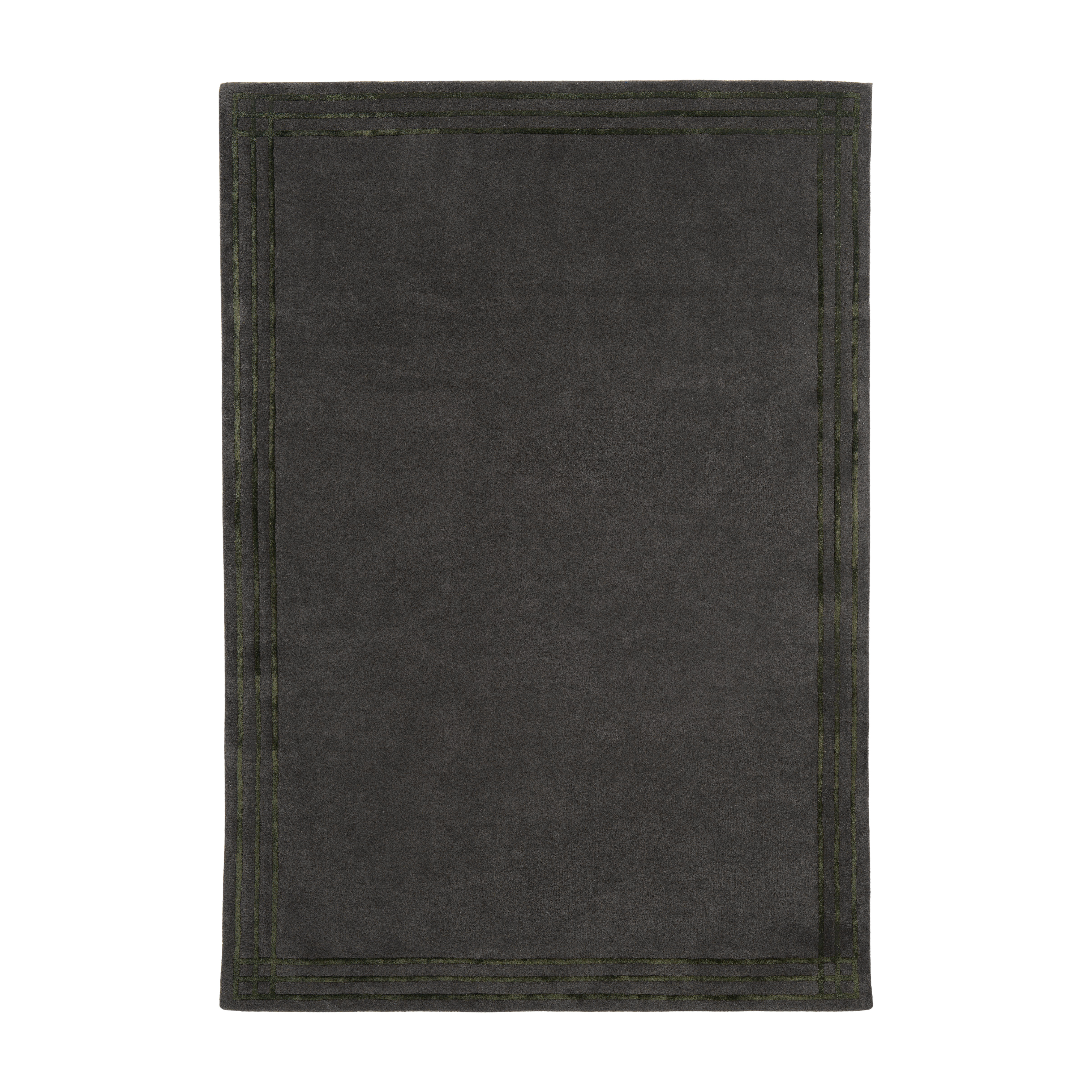 LINEA carpet in graphite with dark green lines