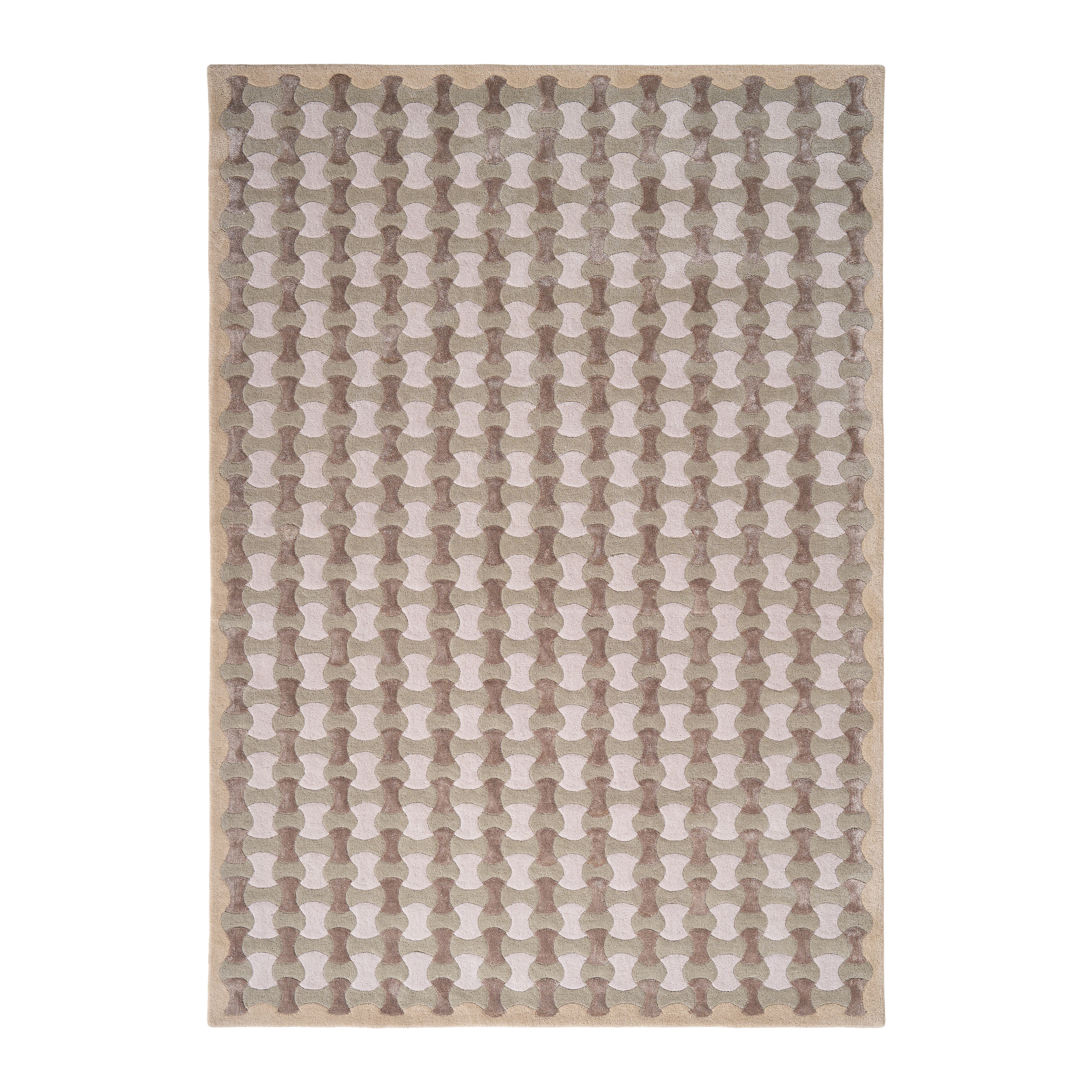 Teppich SCALLOP olivgrün mit Grau und Beige