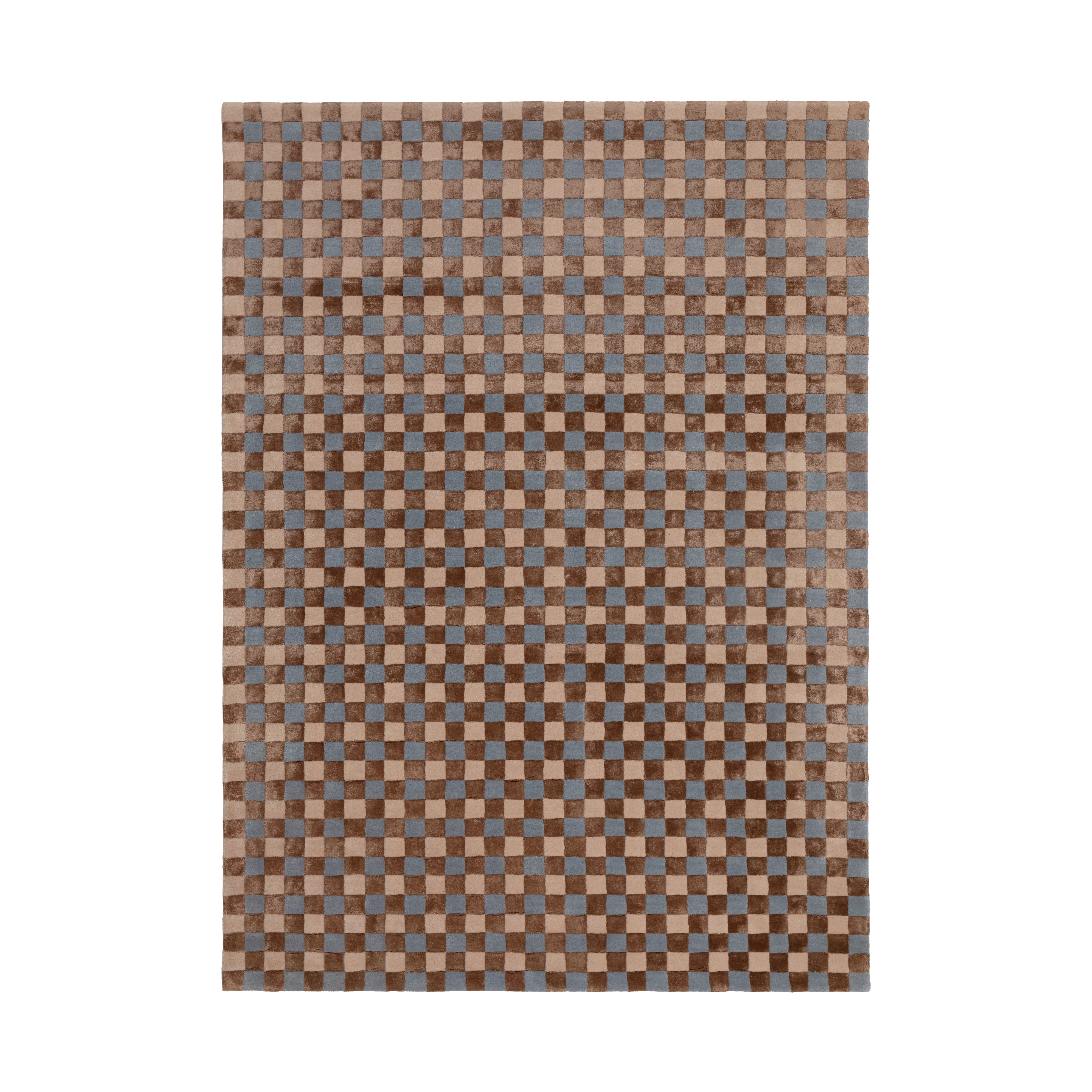 FLICKER rug in blue with beige and brown