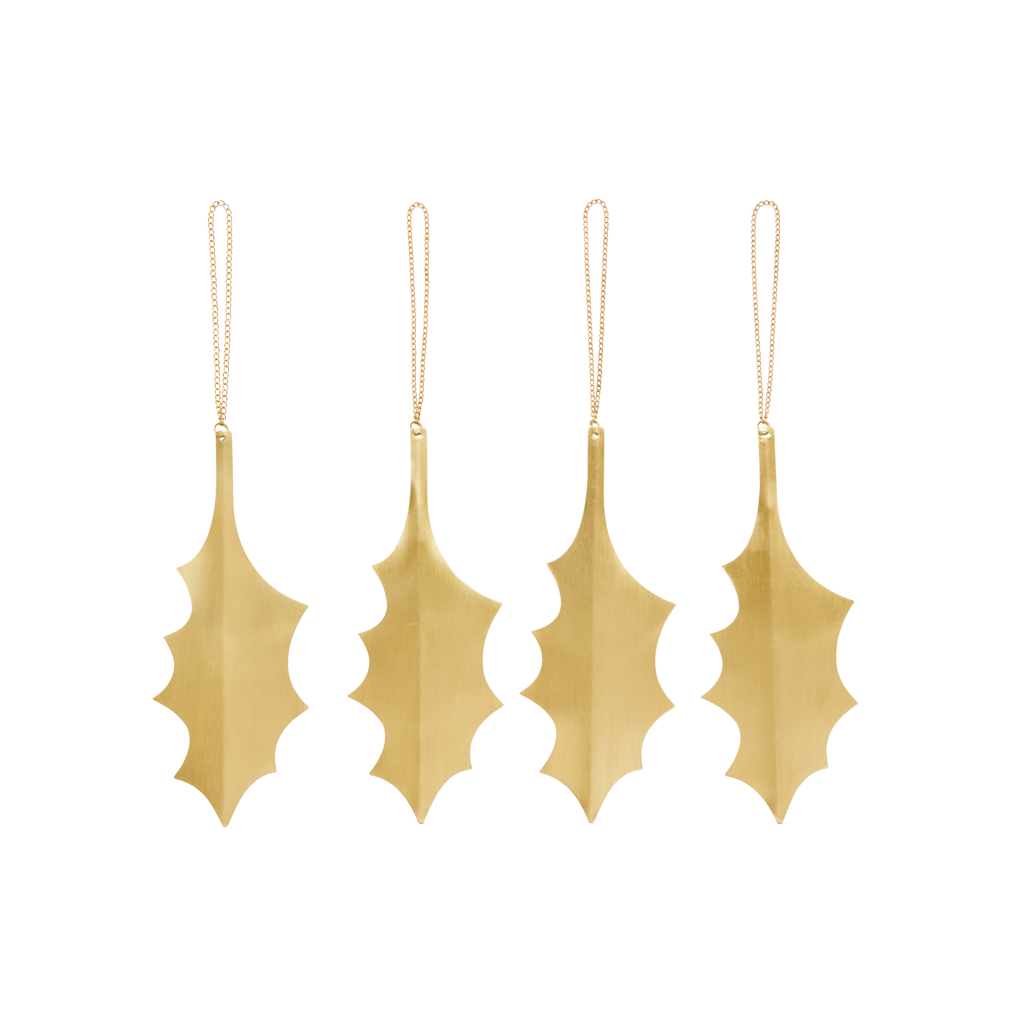 HOLLY LEAF brass Christmas tree decoration set