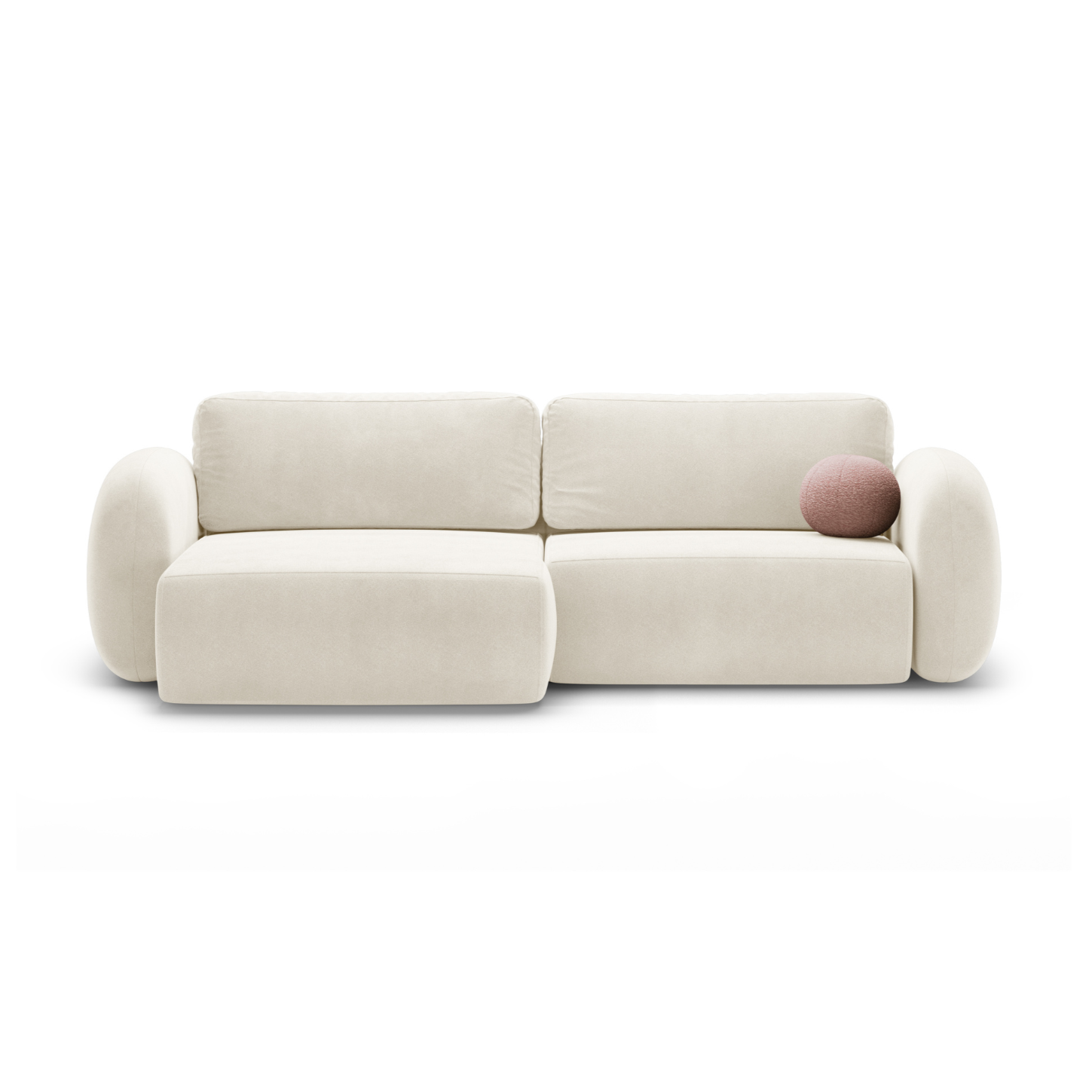 Universeller Samt-Ecksofa mit Schlaf-Funktion für 4 Personen TONALE cremefarben